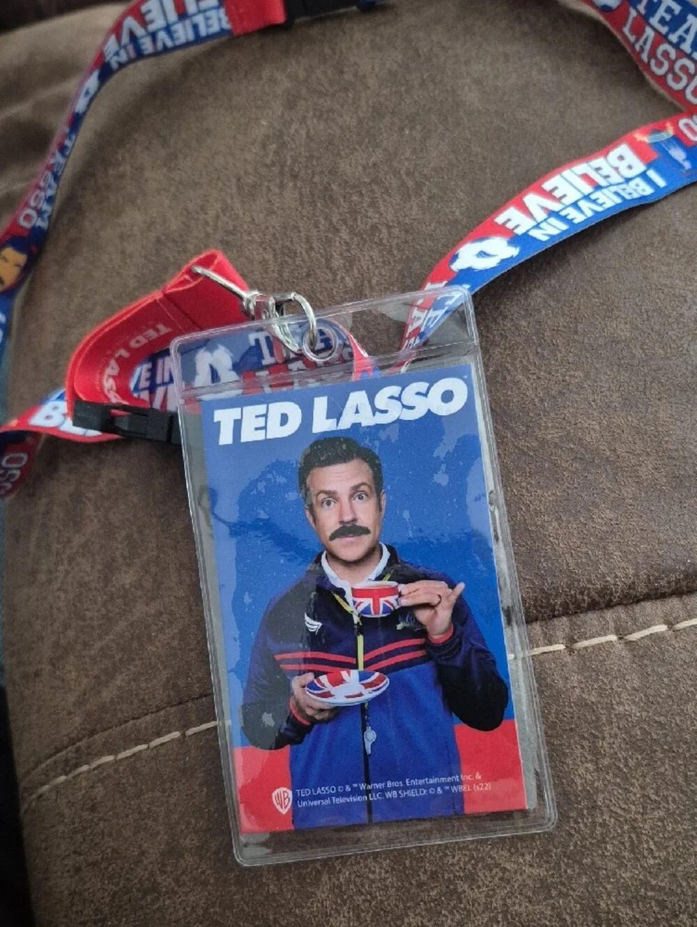 Red & Blue 'I Believe' Lanyard with Badge Holder - Ted Lasso Design